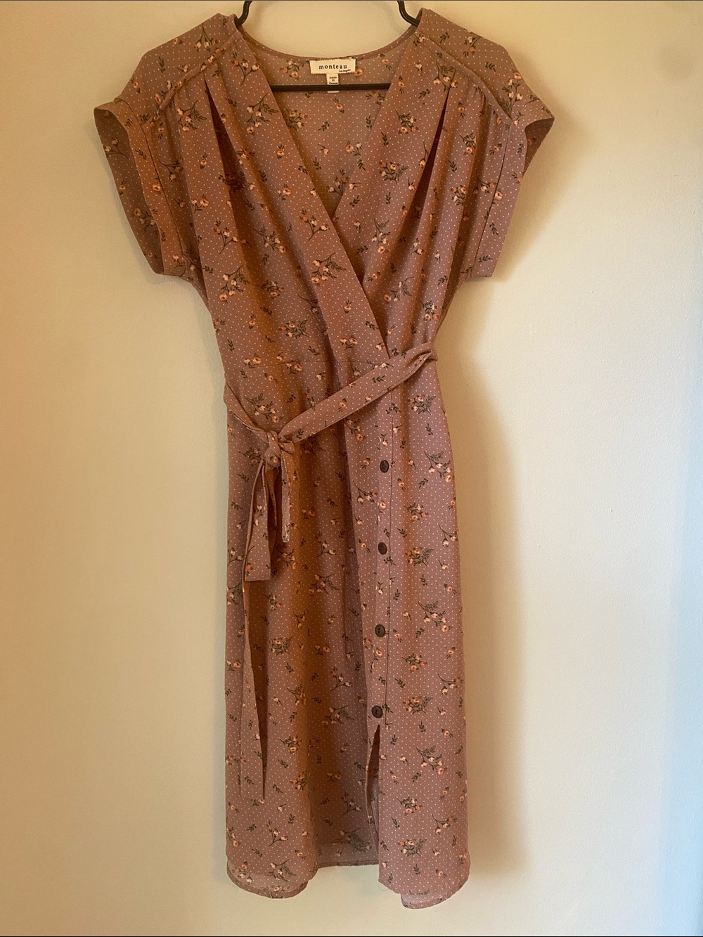 Monteau Mauve Pink Floral Midi Dress